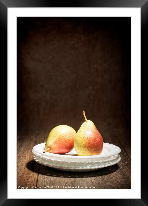 Two Pears Framed Mounted Print by Amanda Elwell