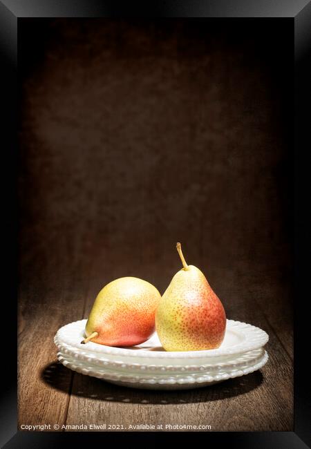 Two Pears Framed Print by Amanda Elwell