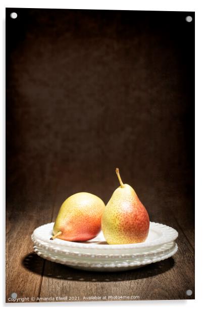 Two Pears Acrylic by Amanda Elwell