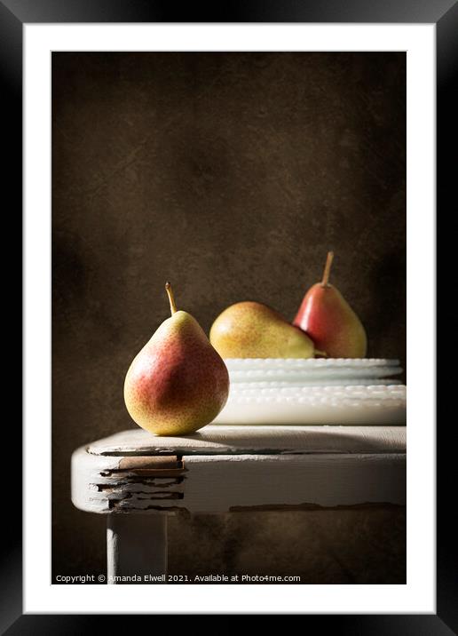 Pear Still Life Framed Mounted Print by Amanda Elwell