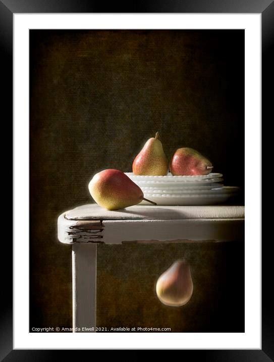 Pear In Motion Framed Mounted Print by Amanda Elwell