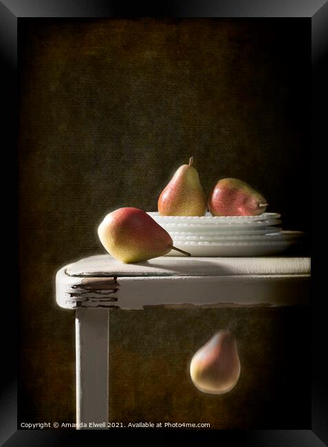 Pear In Motion Framed Print by Amanda Elwell