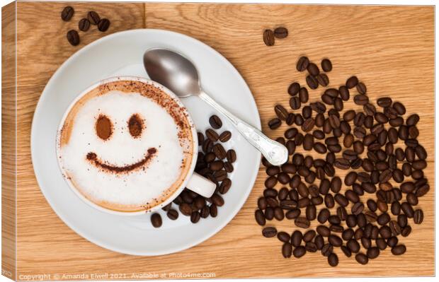 Smiley Face Coffee Canvas Print by Amanda Elwell
