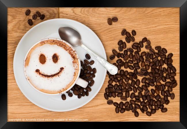 Smiley Face Coffee Framed Print by Amanda Elwell