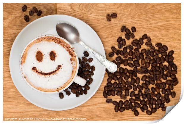 Smiley Face Coffee Print by Amanda Elwell