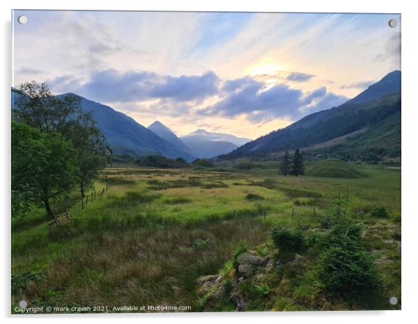 Glen Sheil sunset Acrylic by mark craven