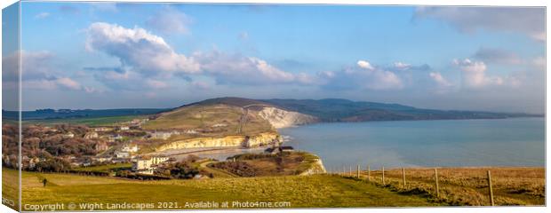 Looking Down On Freshwater Bay Canvas Print by Wight Landscapes
