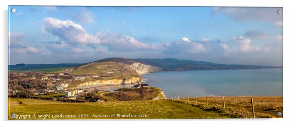 Looking Down On Freshwater Bay Acrylic by Wight Landscapes