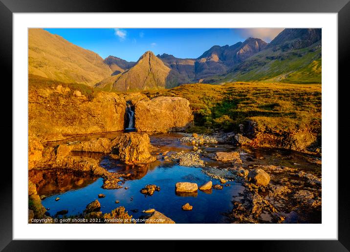 Fairy Pools, Skye sunset Framed Mounted Print by geoff shoults