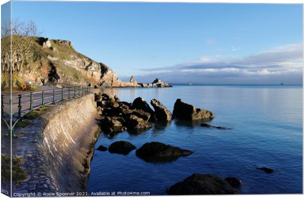 Early morning at Anstey's Cove in Torquay Canvas Print by Rosie Spooner