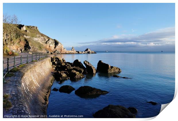 Early morning at Anstey's Cove in Torquay Print by Rosie Spooner