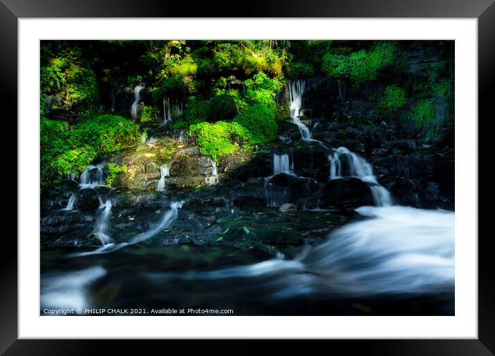 Magical fairy glen in the Yorkshire dales waterfalls 323  Framed Mounted Print by PHILIP CHALK