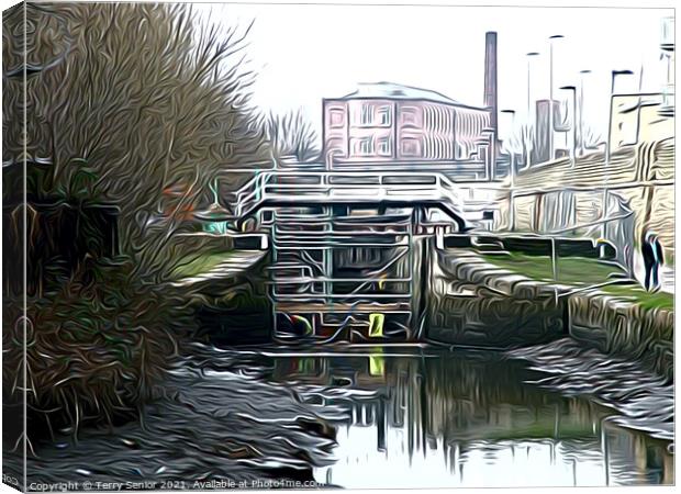Repaires to Lock Gates Canvas Print by Terry Senior