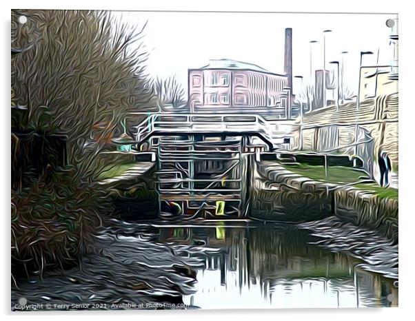 Repaires to Lock Gates Acrylic by Terry Senior