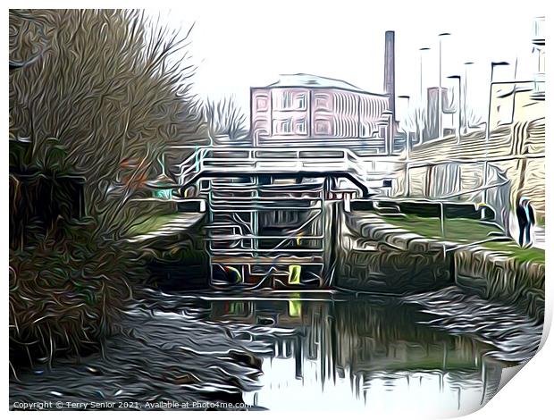 Repaires to Lock Gates Print by Terry Senior