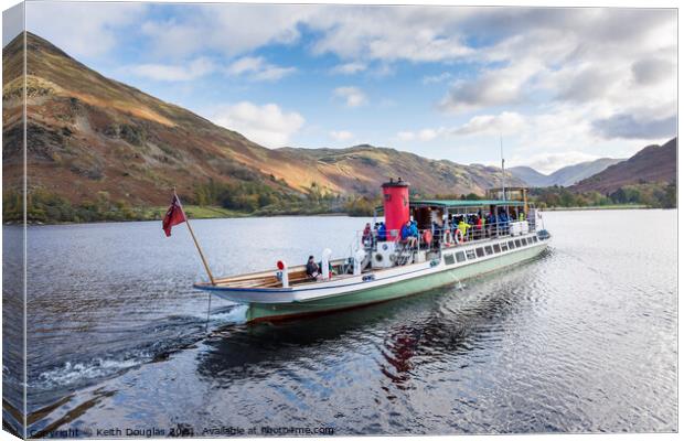 Ullswater Steamer at Glenridding Canvas Print by Keith Douglas