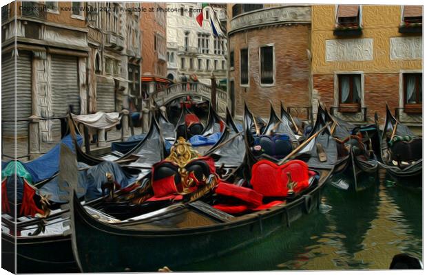 Gondolos of Venice Canvas Print by Kevin White
