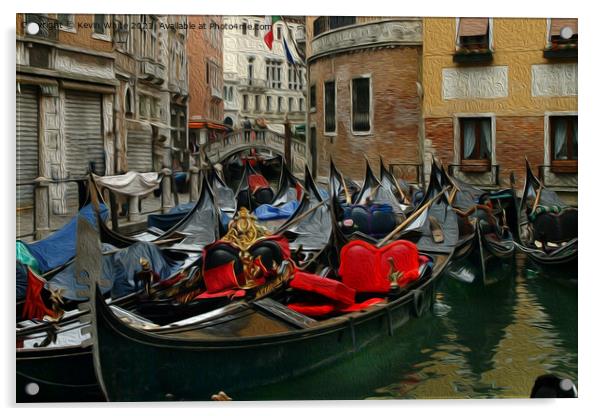 Gondolos of Venice Acrylic by Kevin White