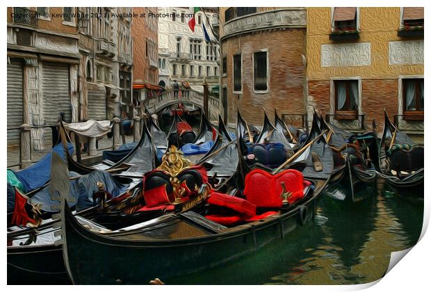 Gondolos of Venice Print by Kevin White