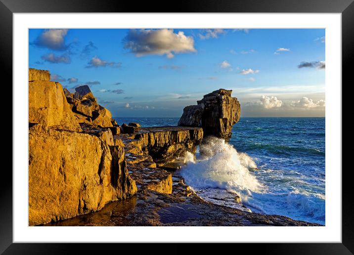 Pulpit Rock and stormy seas Framed Mounted Print by Darren Galpin
