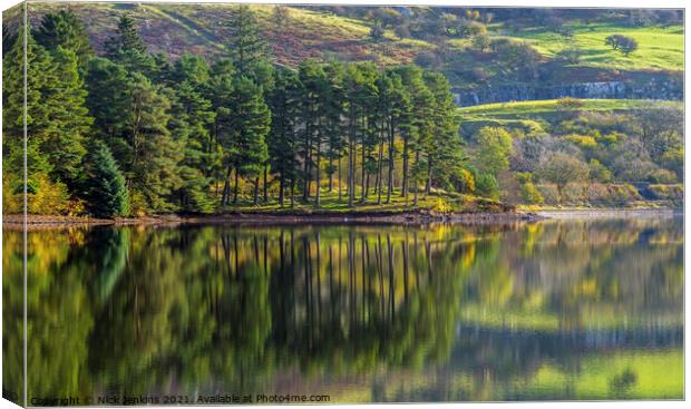 Reflections Pontsticill Reservoir Brecon Beacons Canvas Print by Nick Jenkins