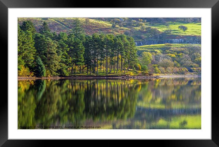 Reflections Pontsticill Reservoir Brecon Beacons Framed Mounted Print by Nick Jenkins