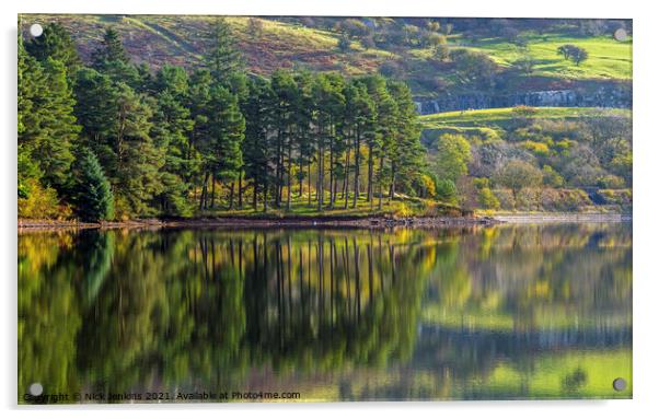 Reflections Pontsticill Reservoir Brecon Beacons Acrylic by Nick Jenkins