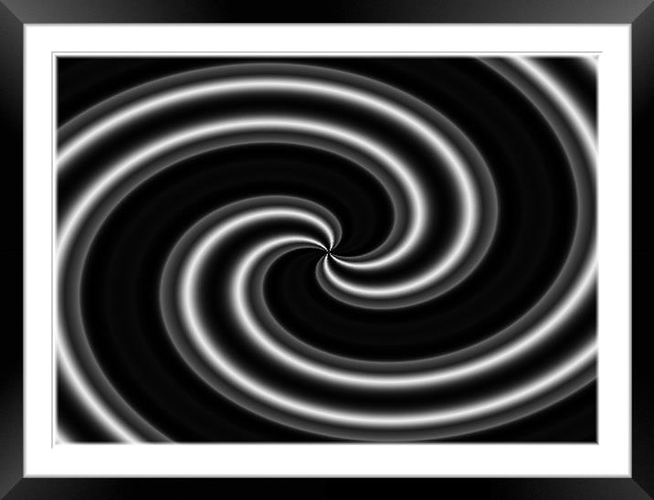 A Swirl Abstract.Mono.B+W. Framed Mounted Print by paulette hurley
