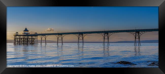 Clevedon Pier on a Calm evening Framed Print by Rory Hailes