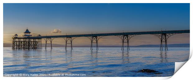 Clevedon Pier on a Calm evening Print by Rory Hailes
