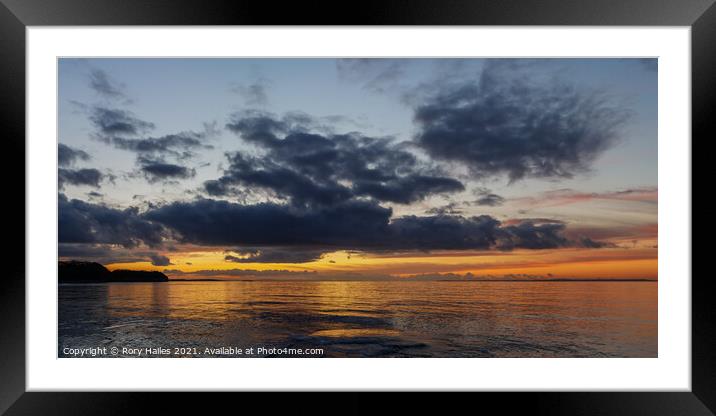 The sun setting over the Bristol channel Framed Mounted Print by Rory Hailes