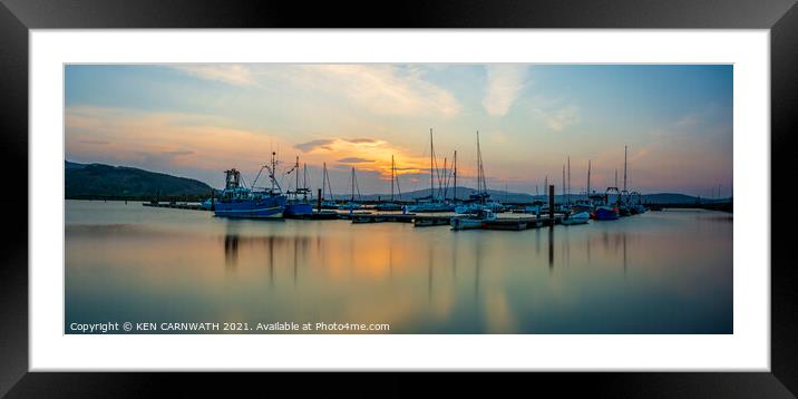Serene Sunset Reflections at Lough Swilly Marina Framed Mounted Print by KEN CARNWATH