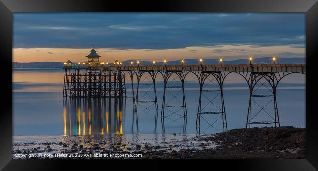 Clevedon Pier on a calm evening Framed Print by Rory Hailes