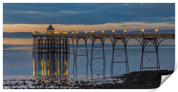 Clevedon Pier on a calm evening Print by Rory Hailes