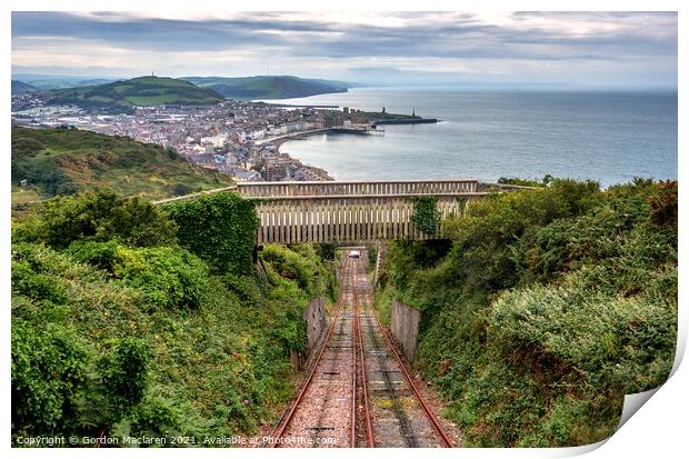 The town of Aberystwyth and Cardigan Bay Print by Gordon Maclaren