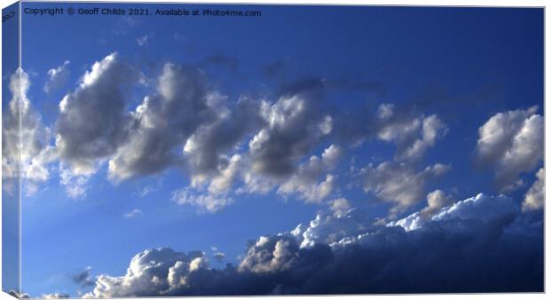 White Cumulus Cloud in Blue Sky Canvas Print by Geoff Childs