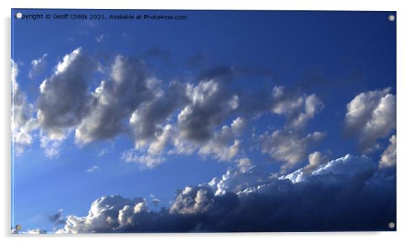 White Cumulus Cloud in Blue Sky Acrylic by Geoff Childs