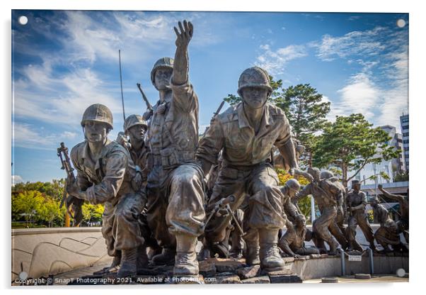 Statue of South Korean war soldiers at the War Memorial of Korea Museum, Seoul Acrylic by SnapT Photography