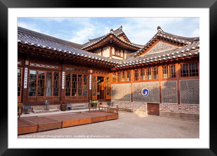 Courtyard of a museum in the Bukchon Hanok Village in Seoul, South Korea Framed Mounted Print by SnapT Photography