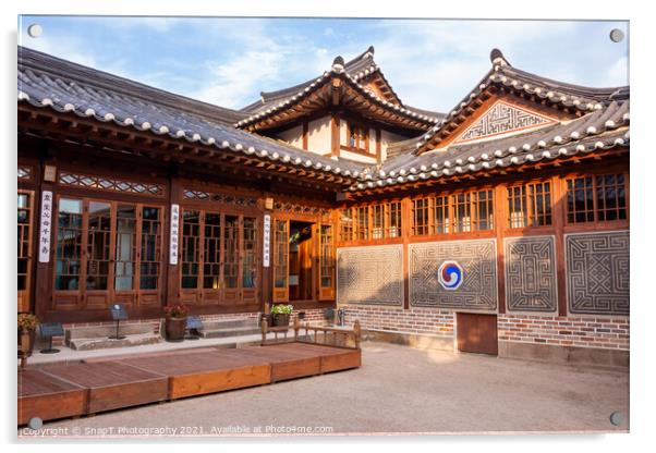 Courtyard of a museum in the Bukchon Hanok Village in Seoul, South Korea Acrylic by SnapT Photography