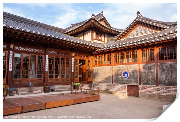 Courtyard of a museum in the Bukchon Hanok Village in Seoul, South Korea Print by SnapT Photography