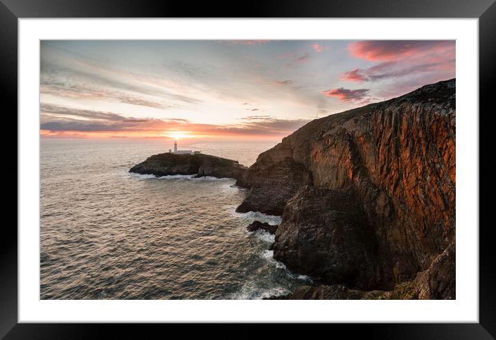 South Stack Sunset Framed Mounted Print by David Semmens