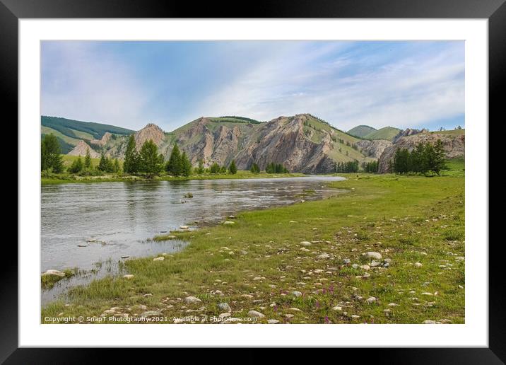 Early morning on the Delger Moron River in Mongolia Framed Mounted Print by SnapT Photography