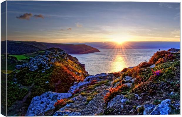 Valley Of The Rocks Sunset Exmoor Canvas Print by austin APPLEBY