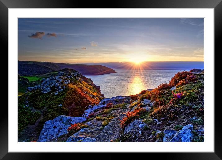 Valley Of The Rocks Sunset Exmoor Framed Mounted Print by austin APPLEBY