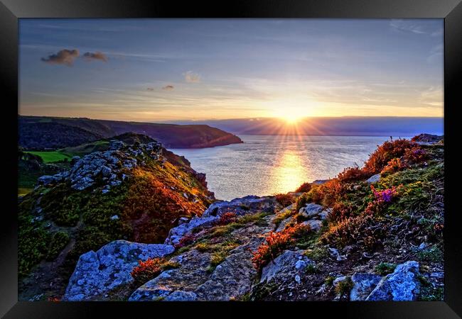 Valley Of The Rocks Sunset Exmoor Framed Print by austin APPLEBY