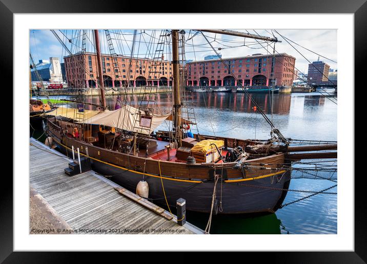 Tall Ship Zebu in Royal Albert Dock, Liverpool Framed Mounted Print by Angus McComiskey