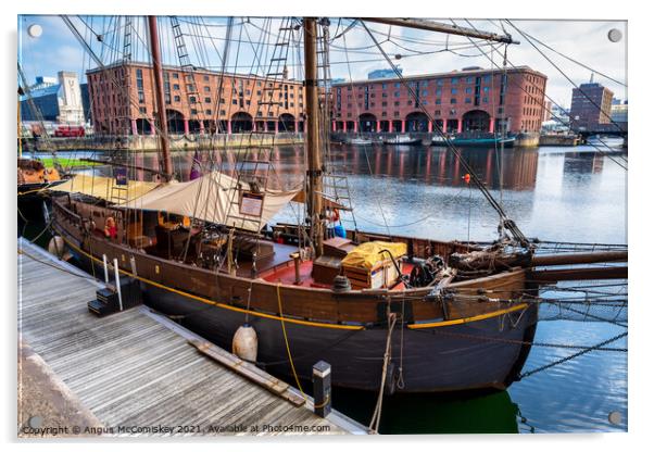 Tall Ship Zebu in Royal Albert Dock, Liverpool Acrylic by Angus McComiskey