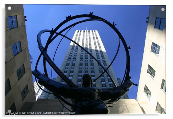 Atlas Statue, Rockefeller Center Acrylic by Nic Croad