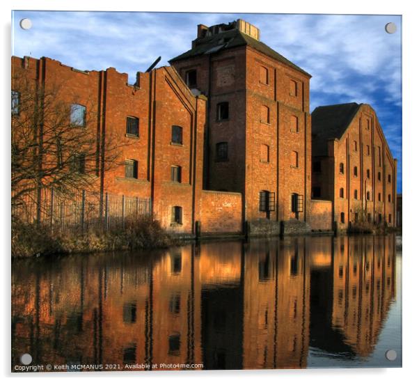 Old canal factory Acrylic by Keith McManus